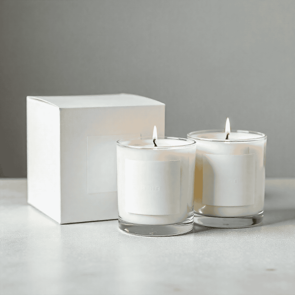 Hand pouring wax into candle containers